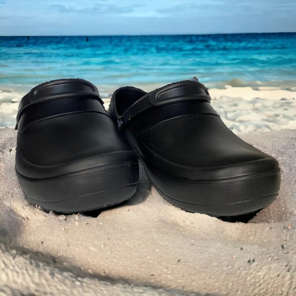 Crocks Black Mercy Slip On Non-Slip Work Clogs Shoes Sandals Women's Size 10 - Picture 1 of 12
